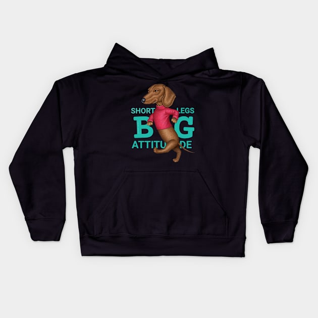 Short Legs Big Attitude Kids Hoodie by Danny Gordon Art